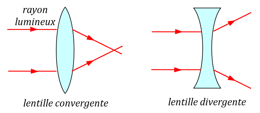 Schéma de lentilles vues de profil